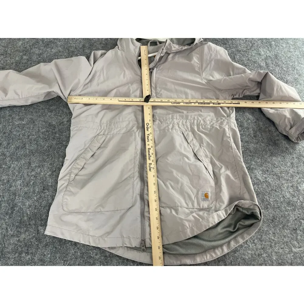 Carhartt Jacket Women Extra Large 16 18 Gray Hooded Windbreaker Lightweight N192